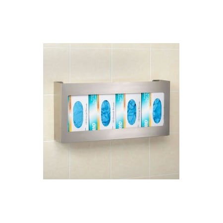 Global Equipment Quadruple Stainless Steel Glove Box Holder, 21"W x 3-3/4"D x 10"H HAG21104